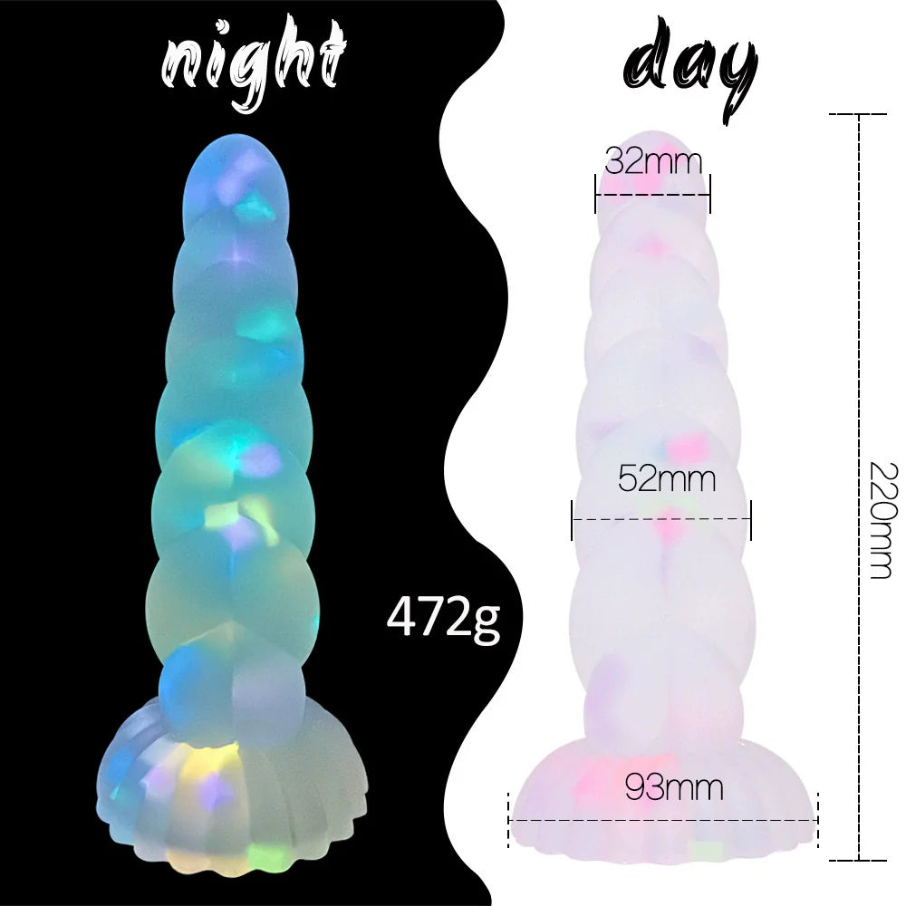 Glow in the Dark Confetti Fantasy Unicorn Dildo—Multiple sizes