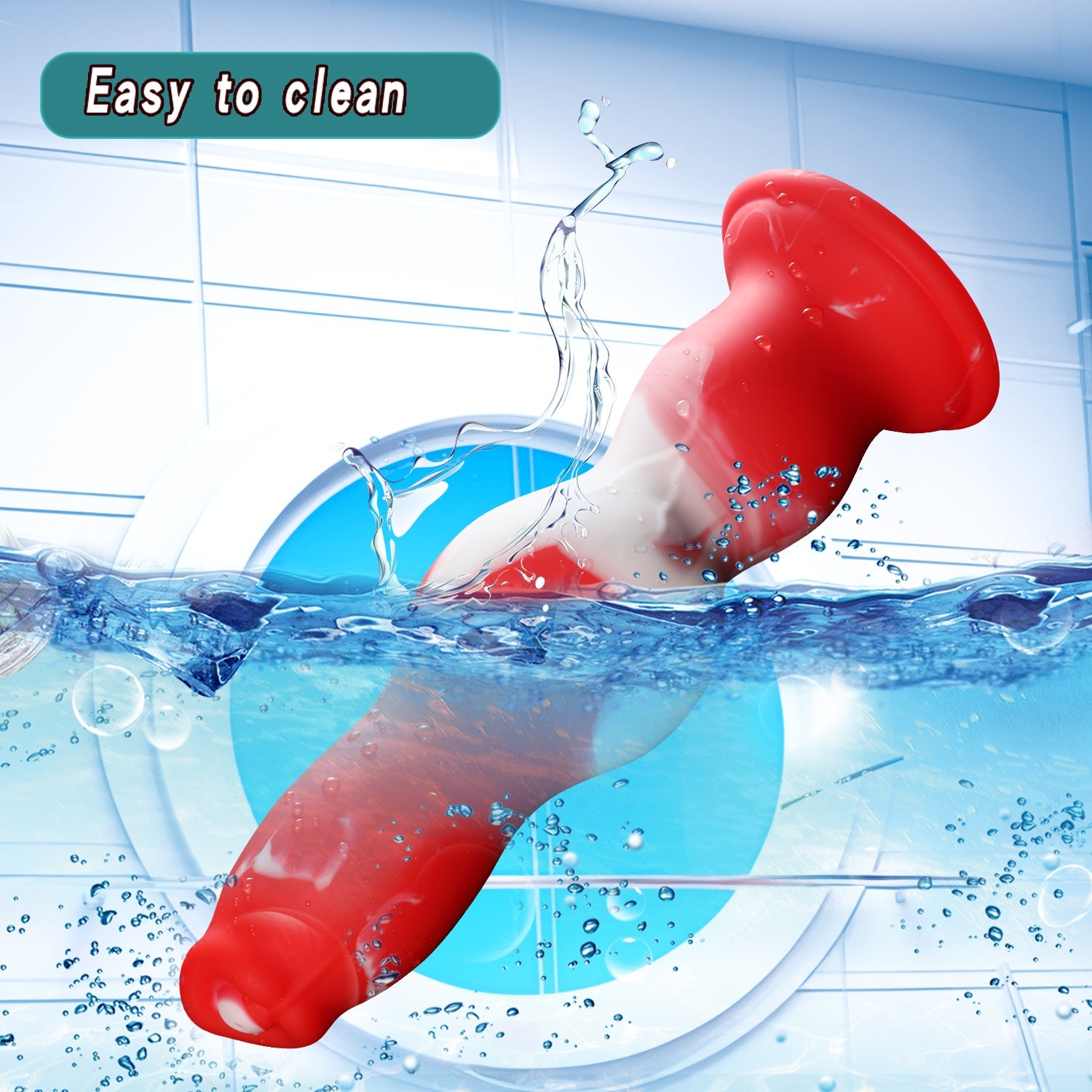 Red White Silicone Knot Dildo Dildo