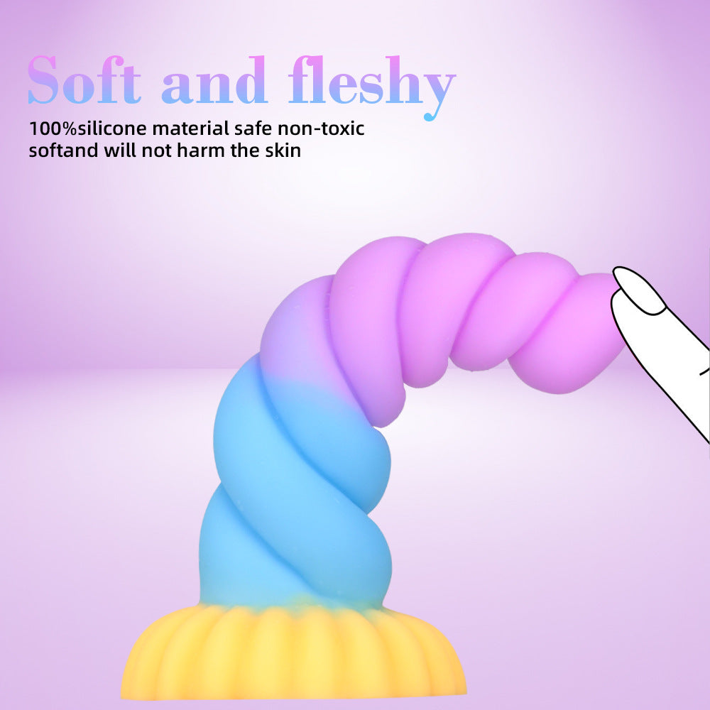 8 Inch Colorful Threaded Unicorn Dildo