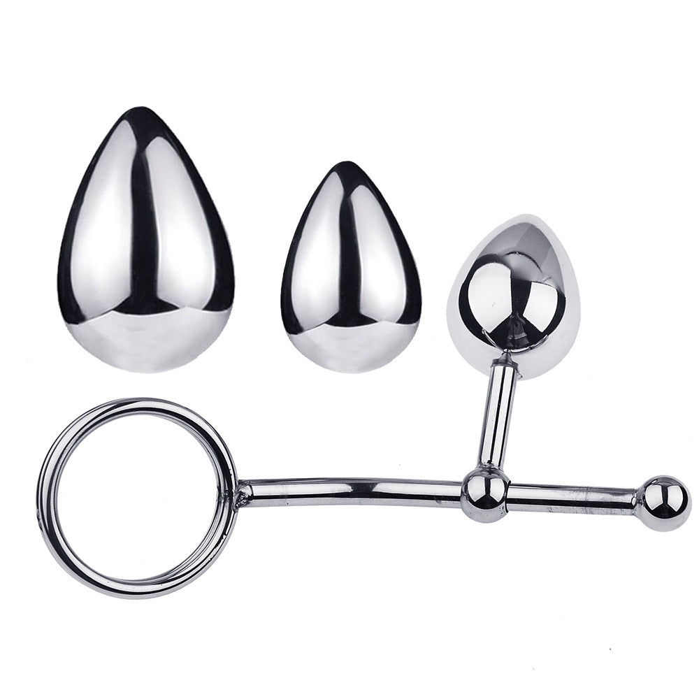 Adjustable Stainless Steel Anal Hook with Penis Rings
