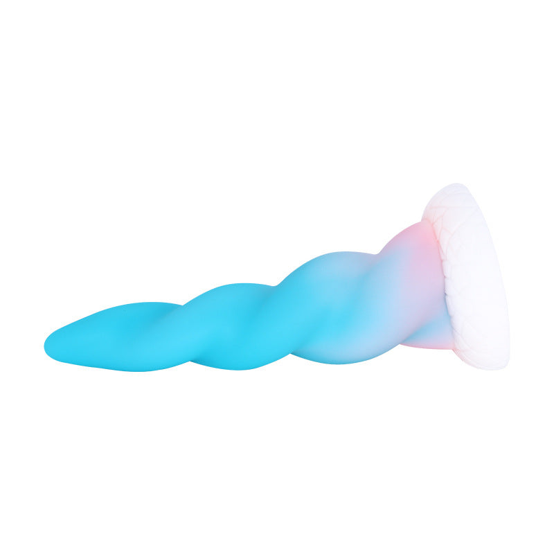 8 Inch Blue Conical Thread Unicorn Dildo