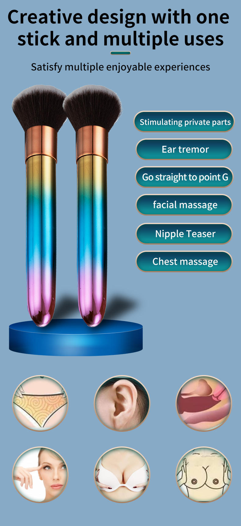 Colorful Makeup Brush Adult Toys Bullet Vibrator