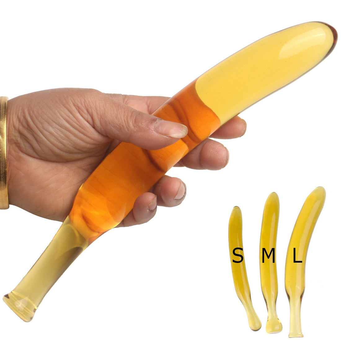 Yellow Transparent Banana Glass Dildo—Multiple sizes