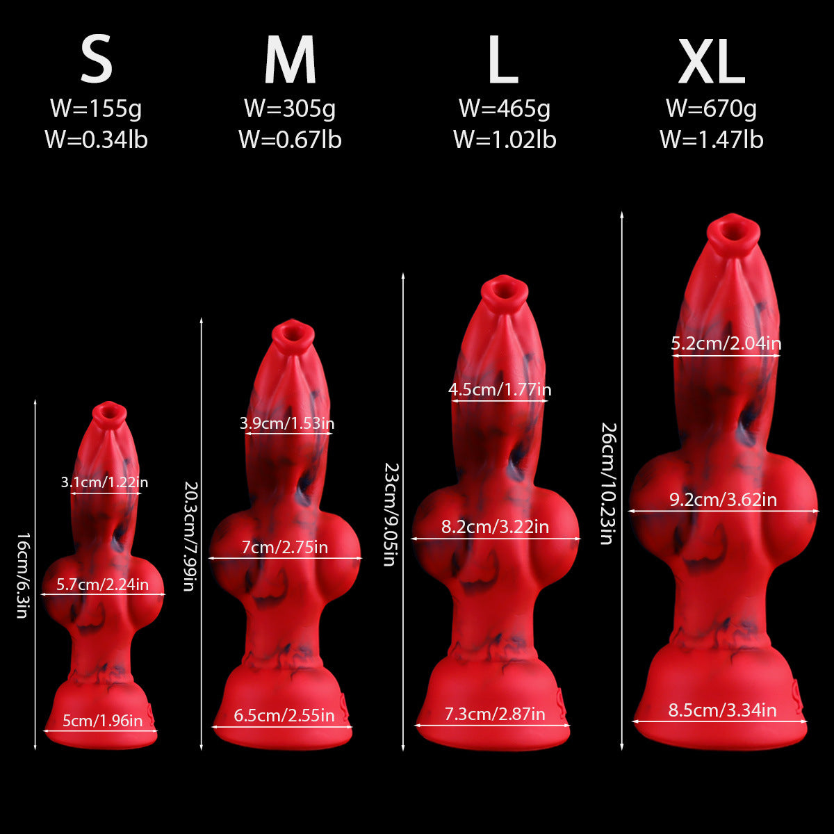 Red Soft Multi-Size Fantasy Dog Dildo
