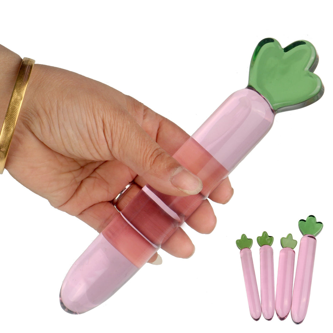 Pink Radish Smooth Massage Glass Dildo