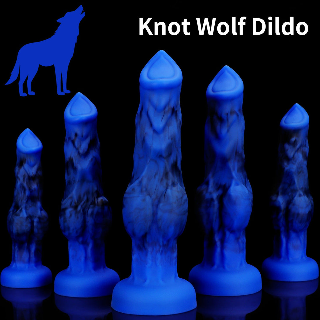 Blue Fantasy Silicone Wolf Knot Dildo