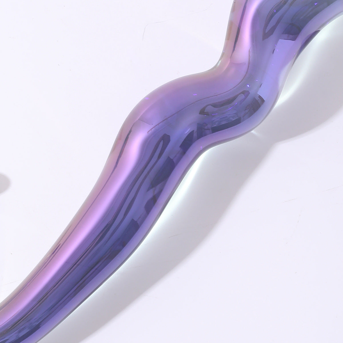 Purple Wave Curved G Spot Glass Dildo