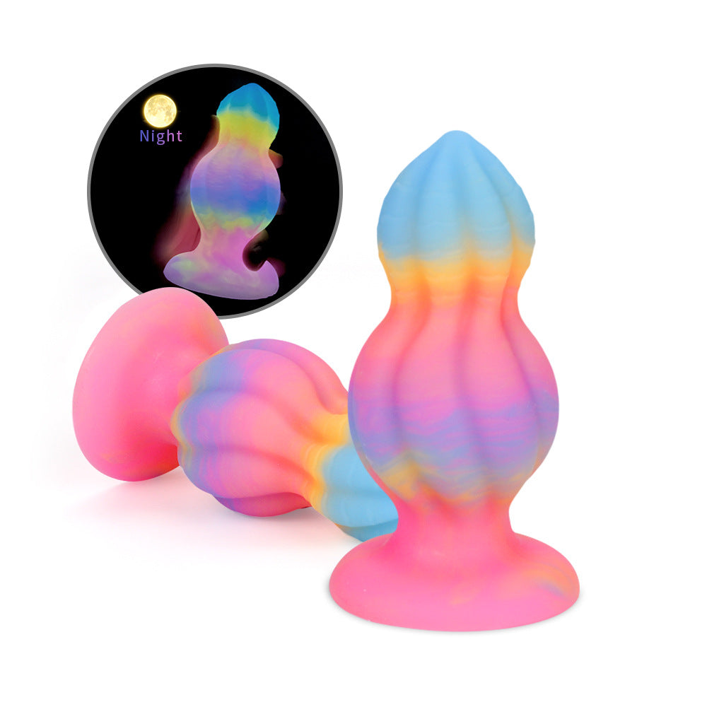 Rainbow Silicone Glow in the Dark Butt Plug