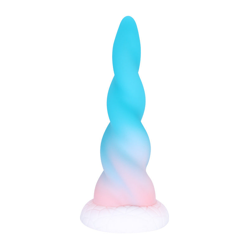 8 Inch Blue Conical Thread Unicorn Dildo