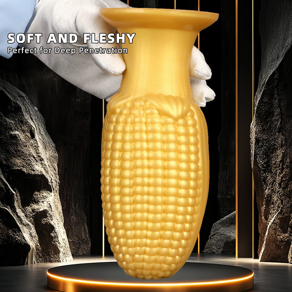 Gold Large Silicone Corn Butt Plug Dildo