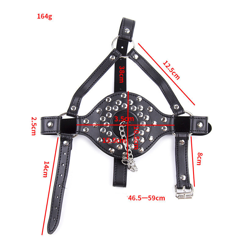 Black Leather Removable BDSM Ball Mask Gag