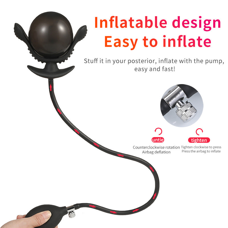 New Big Black Inflatable Dildo Butt Plug
