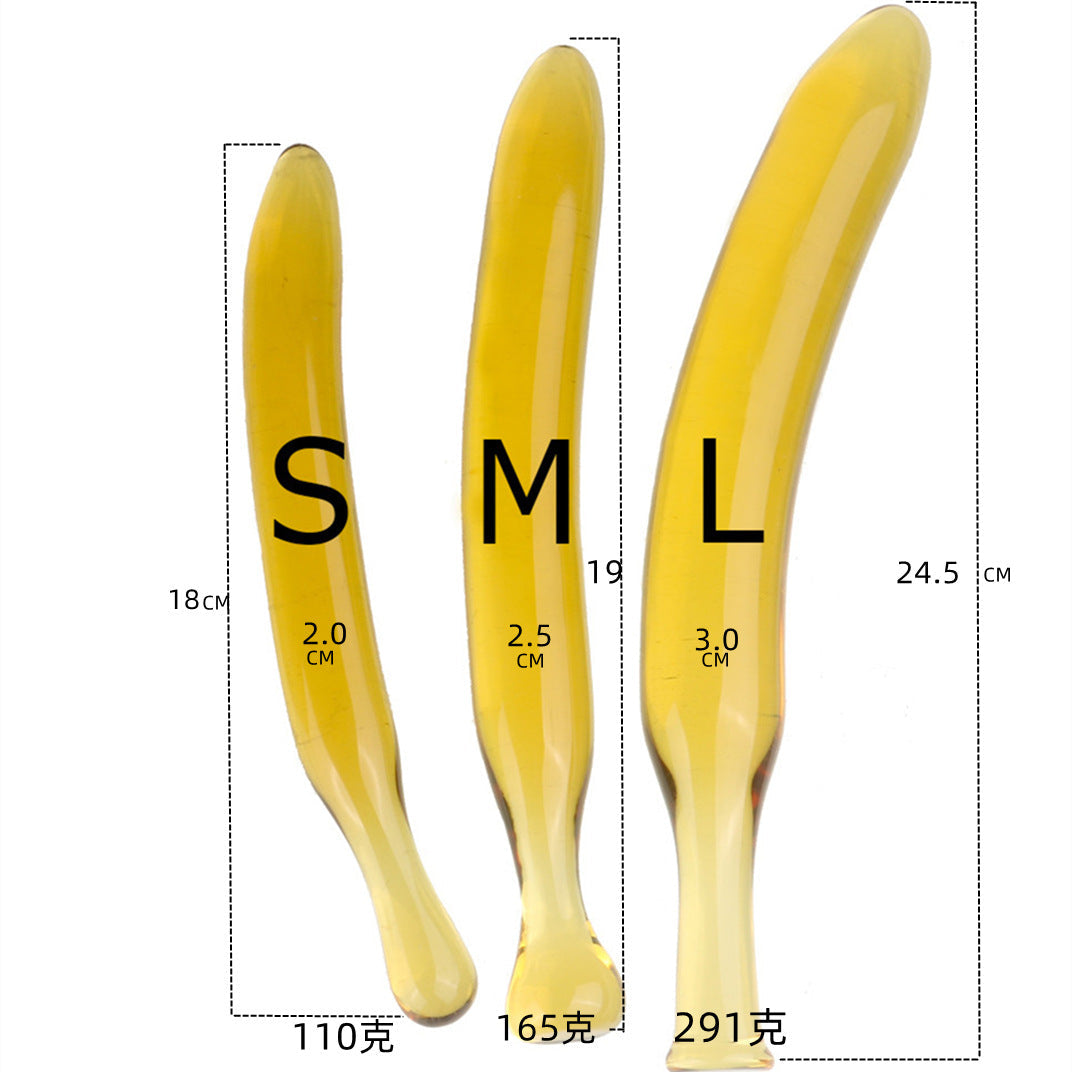 Yellow Transparent Banana Glass Dildo—Multiple sizes