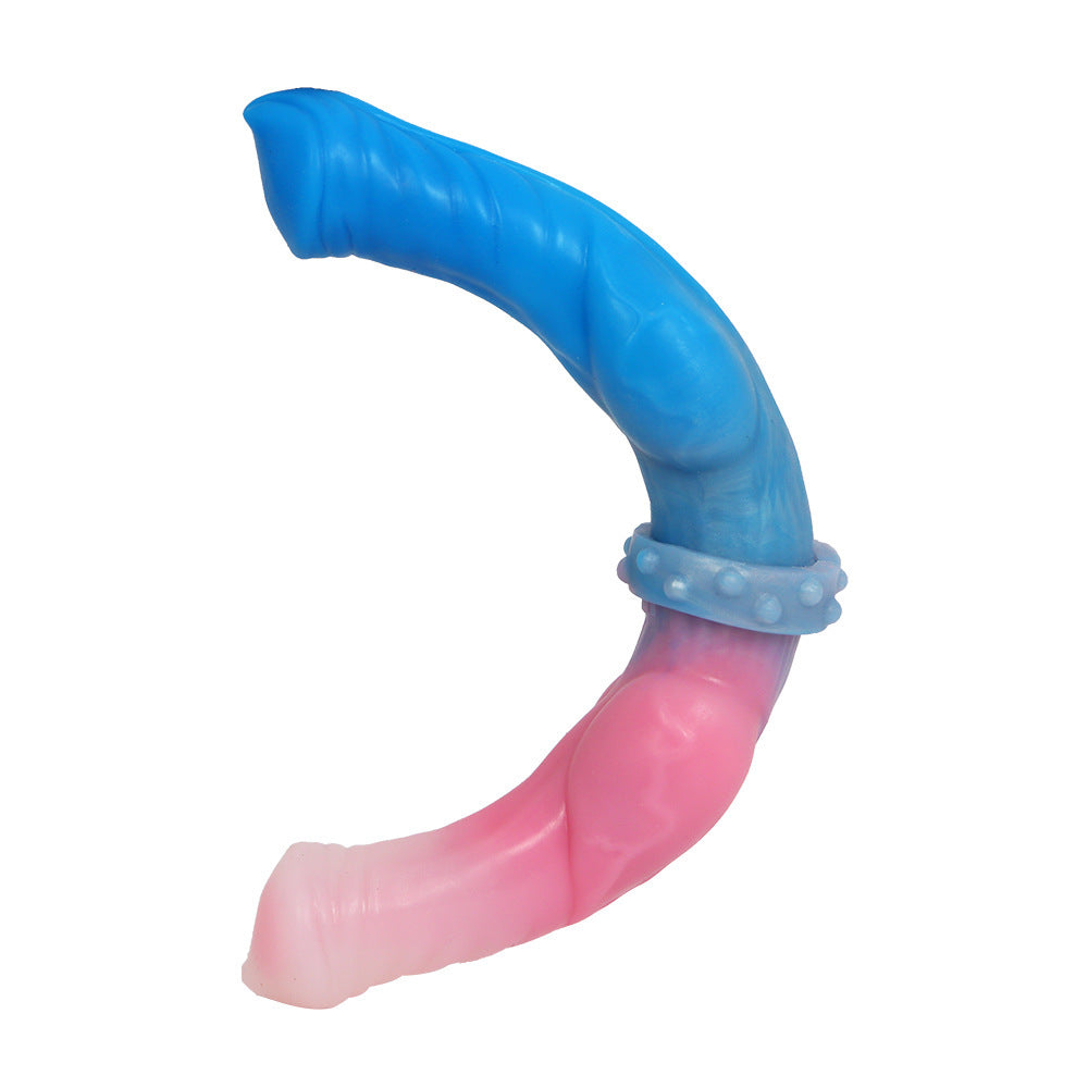 Blue Pink Knot Dog Double Dildo