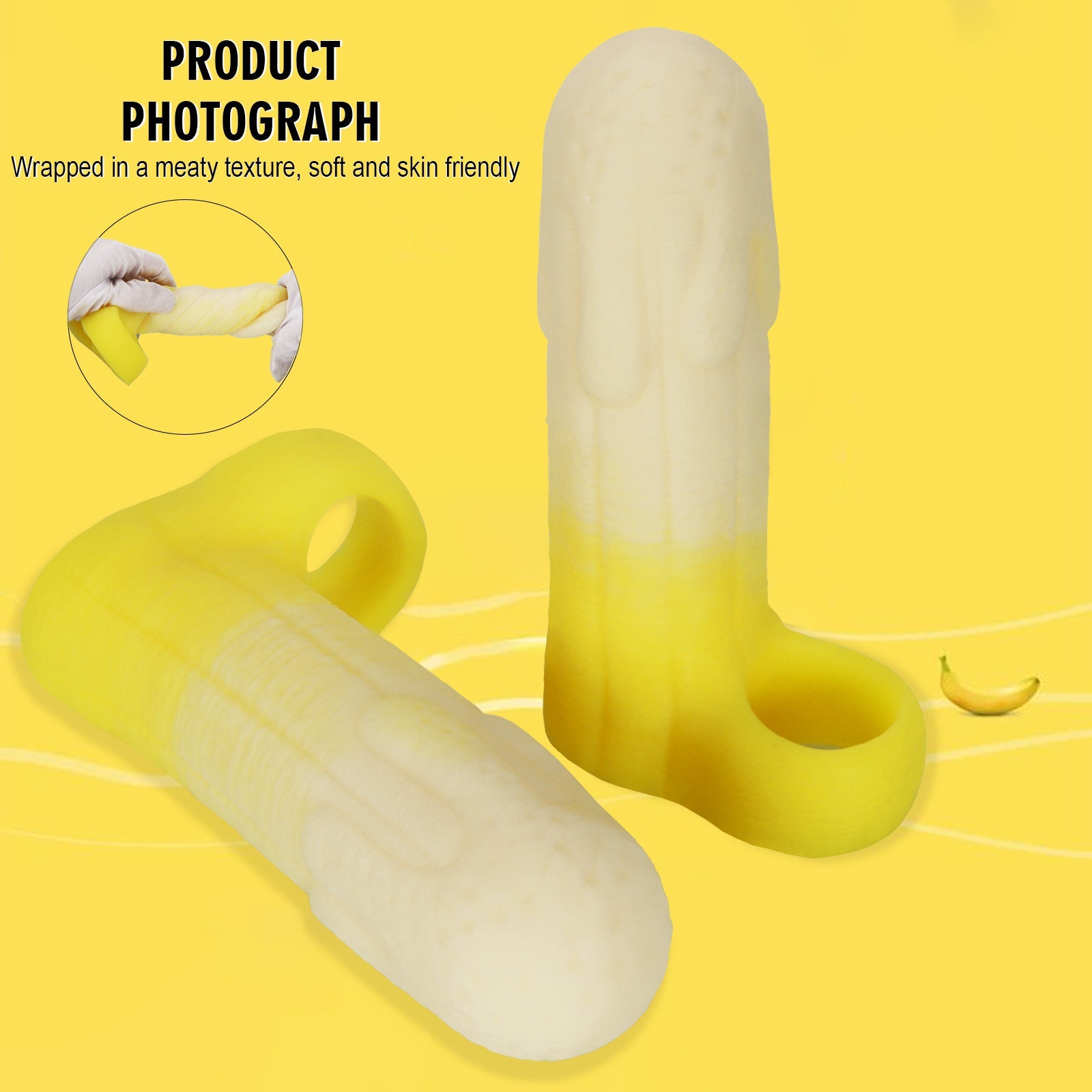 Banana Cock Dildo Silicone Penis Sleeve for Men
