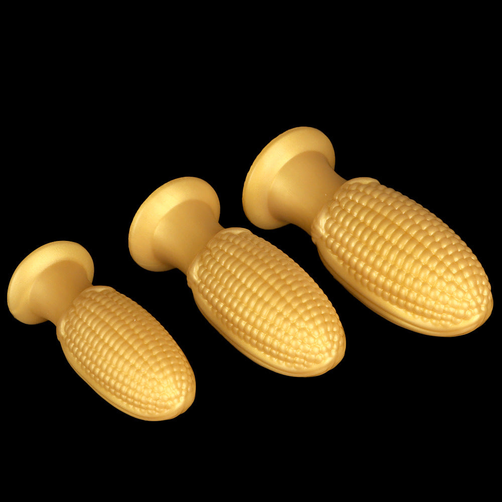 Gold Large Silicone Corn Butt Plug Dildo