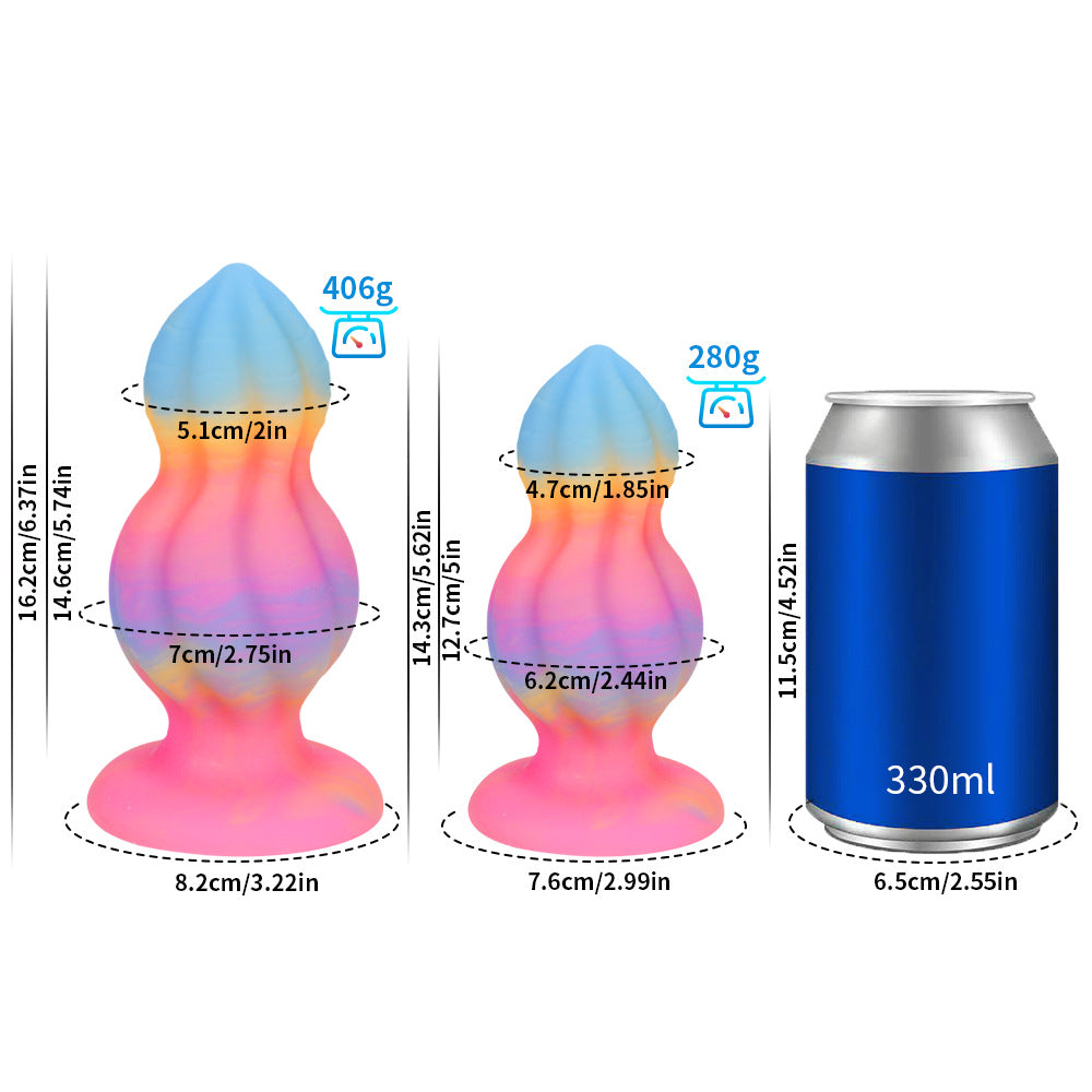 Glow in the Dark Rainbow Dildo Silicone Butt Plug