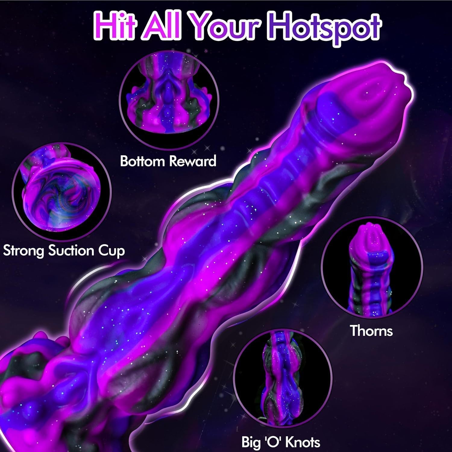 9 Inch Flash Fantasy Purple Monster Dildo