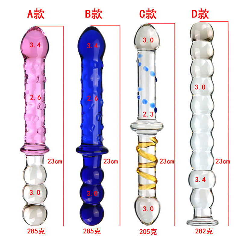 Beaded Textured Double Glass Dildo