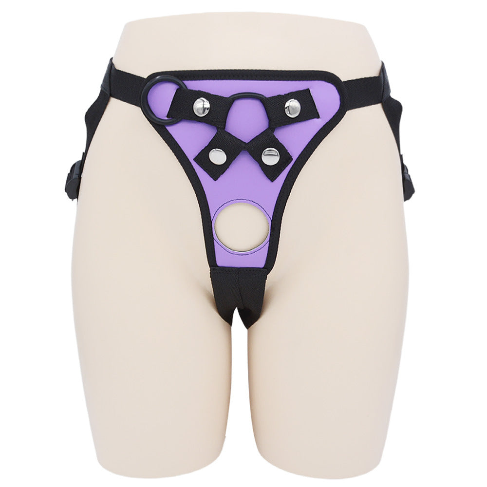 Purple Open Crotch Adjustabl Strap On Harness