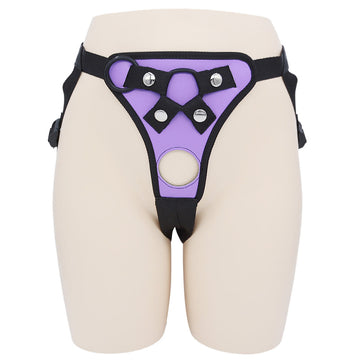 Purple Open Crotch Adjustabl Strap On Harness