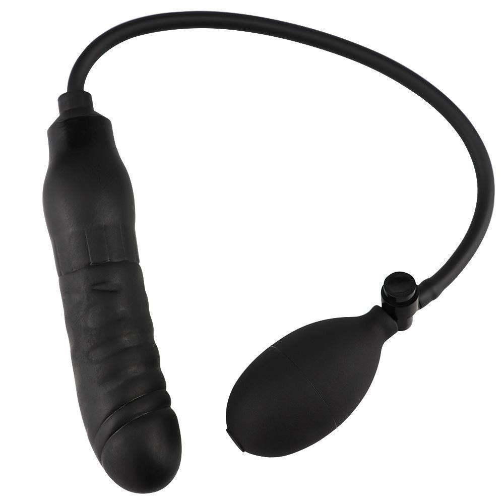 Black Silicone Butt Plug Inflatable Dildo