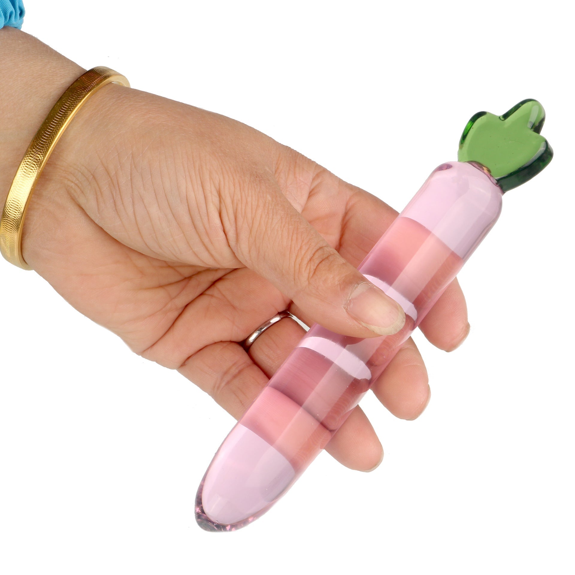 Pink Radish Smooth Massage Glass Dildo