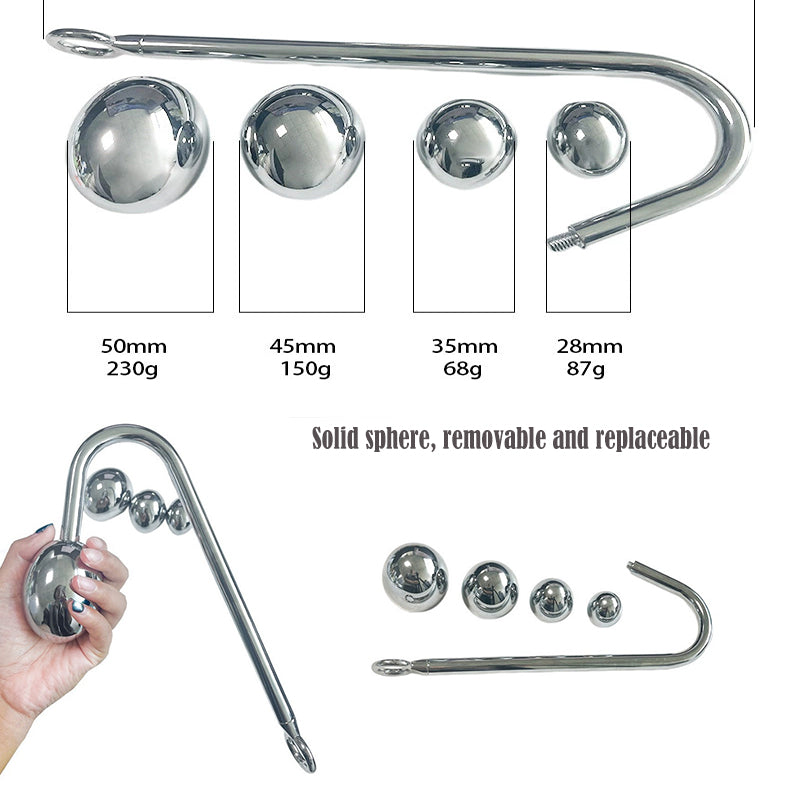 Large Detachable Stainless Steel Anal Hook 4 Balls