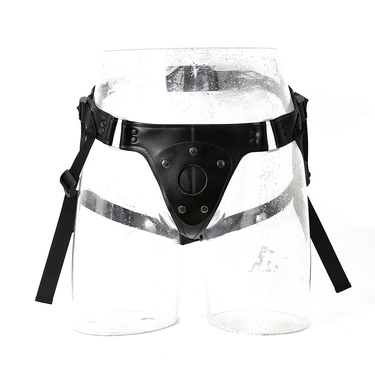 Black Leather Plus Size Strap On Harness