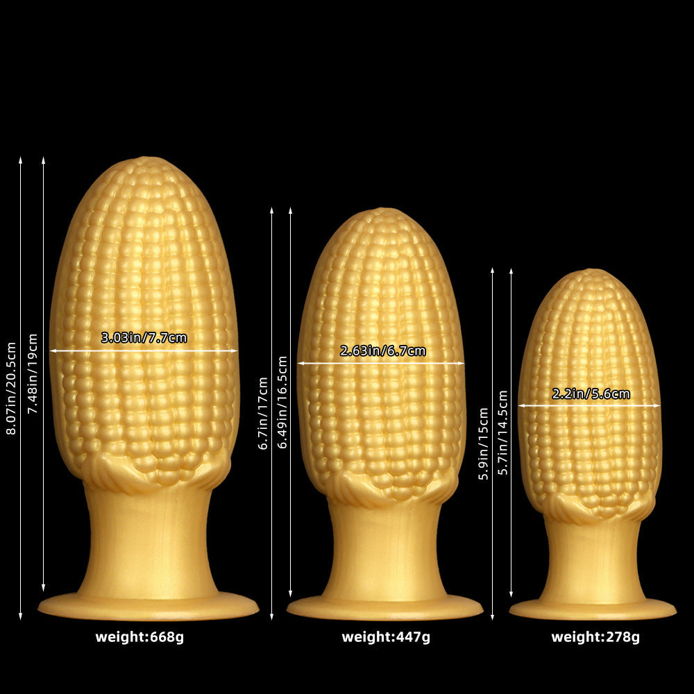 Gold Large Silicone Corn Butt Plug Dildo