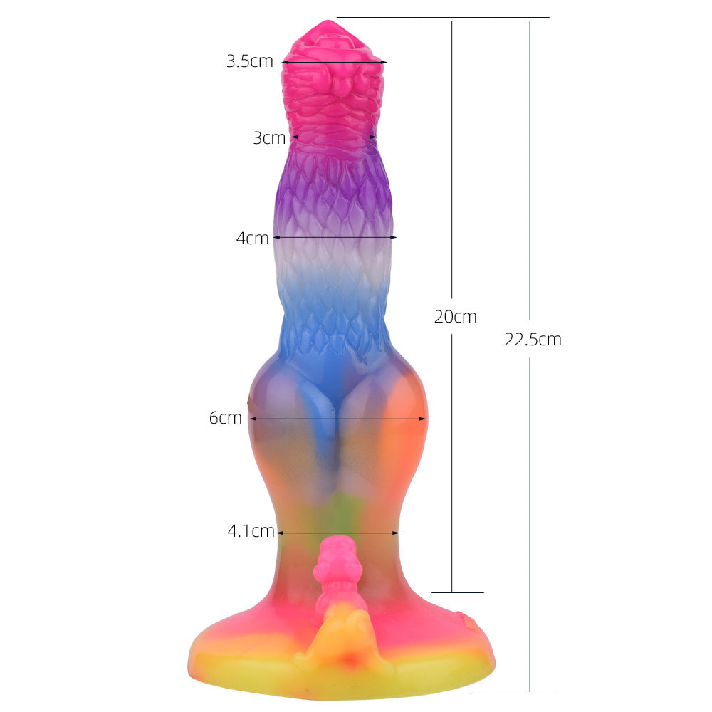 8 Inch Glow In The Dark Dog Rainbow Dildo