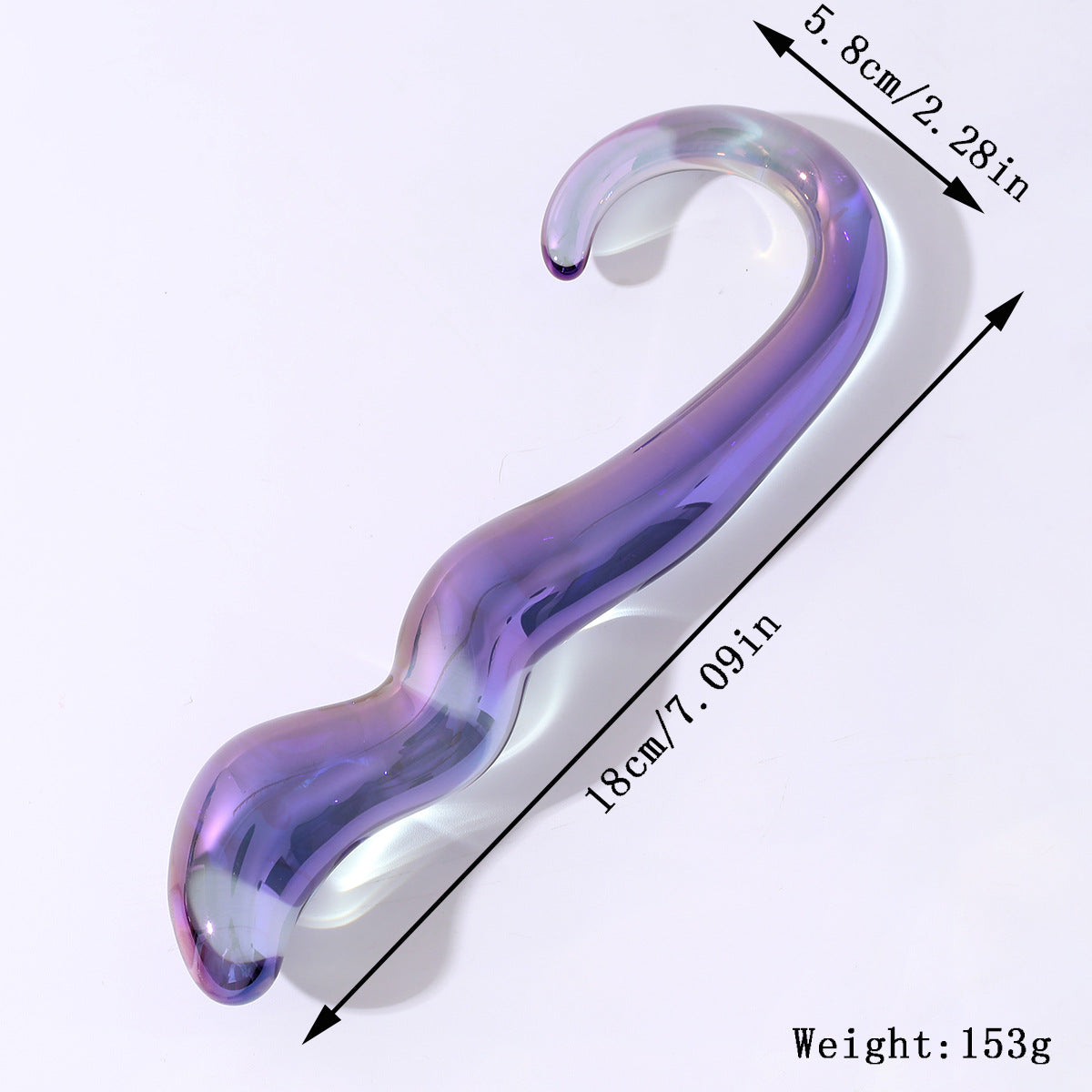 Purple Wave Curved G Spot Glass Dildo