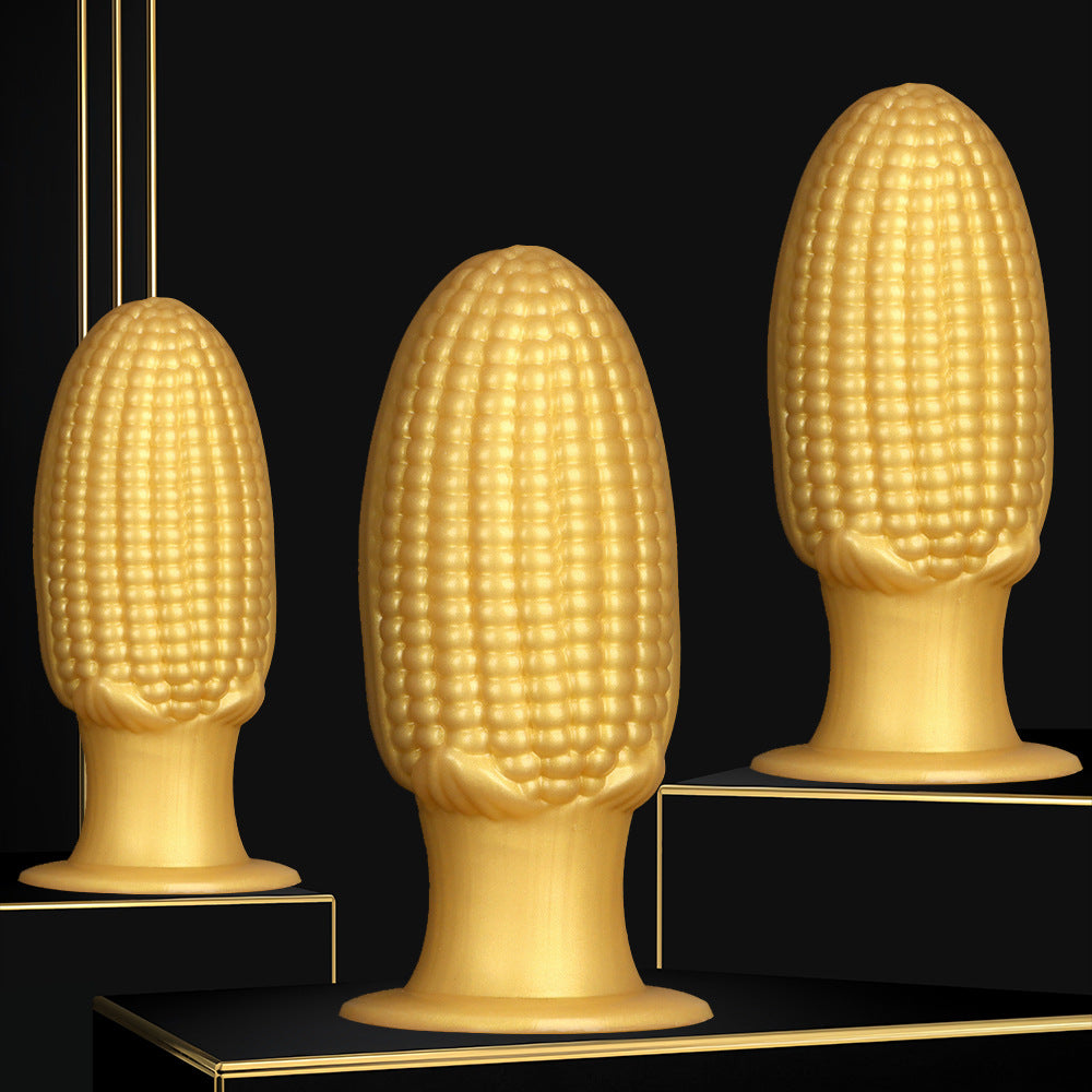 Gold Large Silicone Corn Butt Plug Dildo