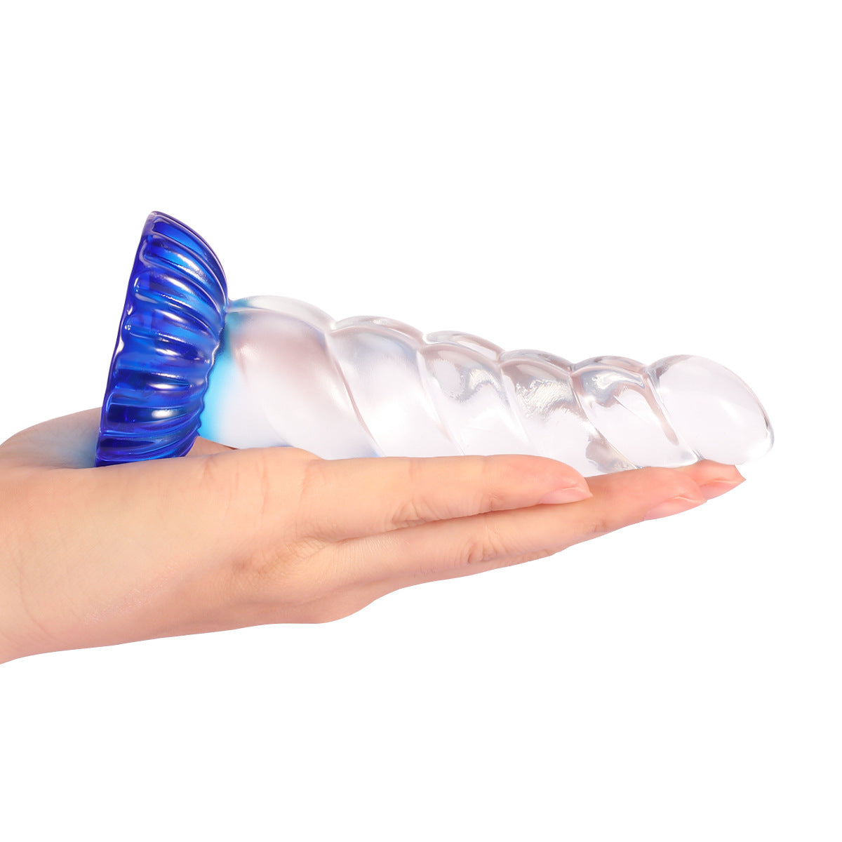 8 Inch Clear Ribbed Unicorn Dildo