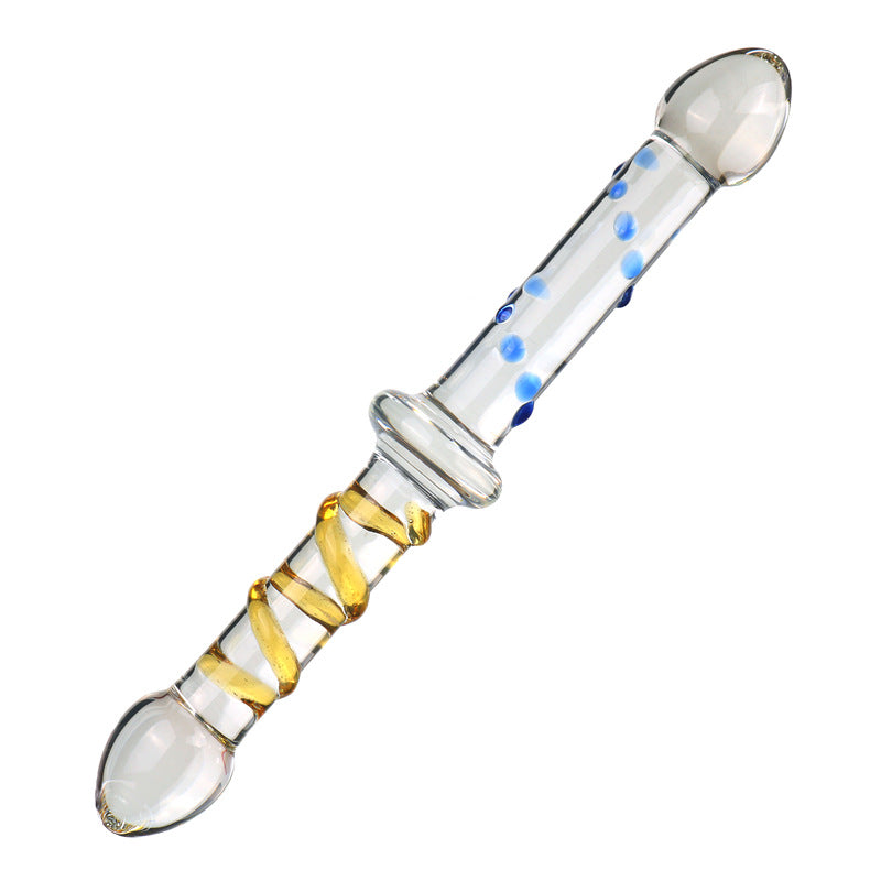 Beaded Textured Double Glass Dildo
