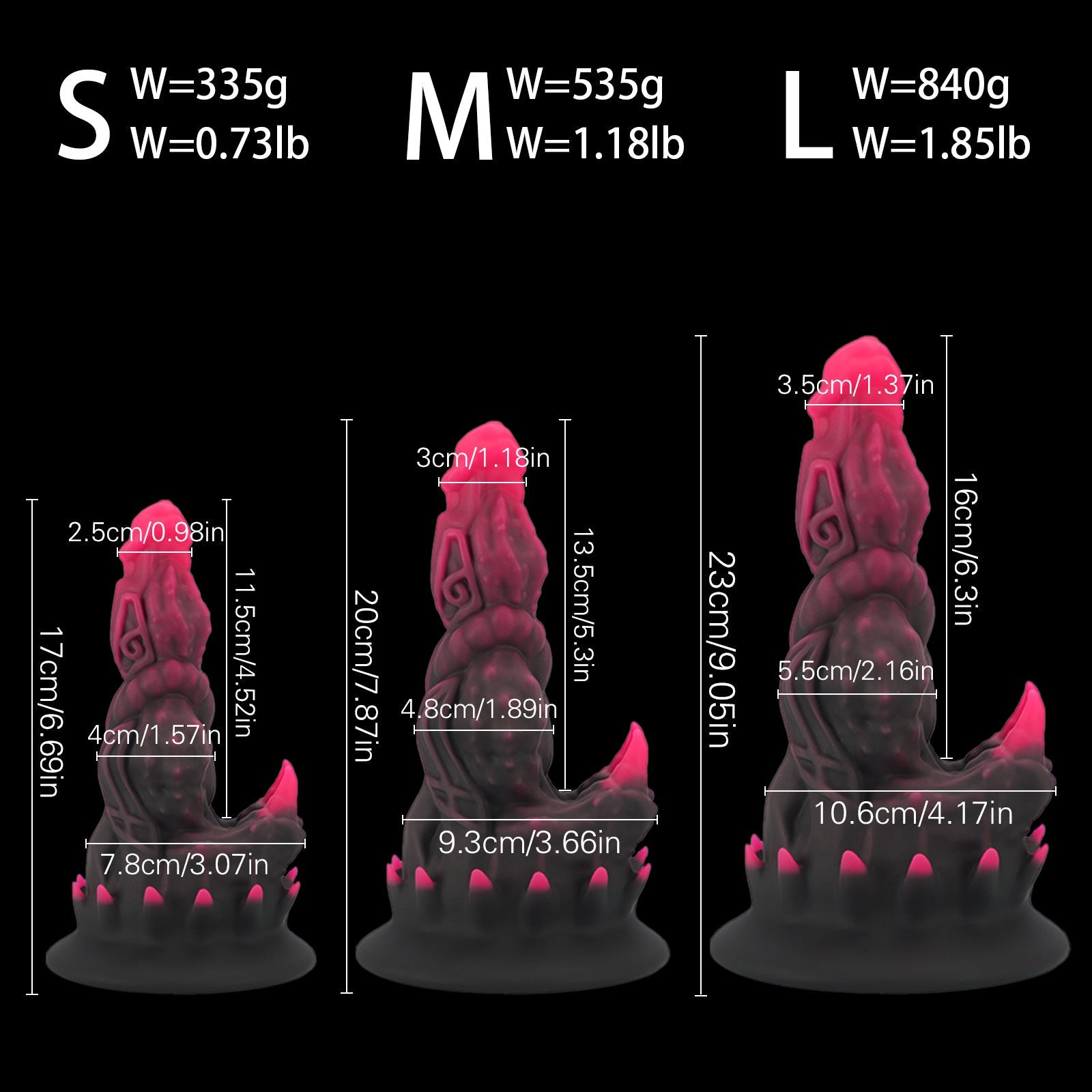 Black Red Fantasy Spiked Monster Dildo