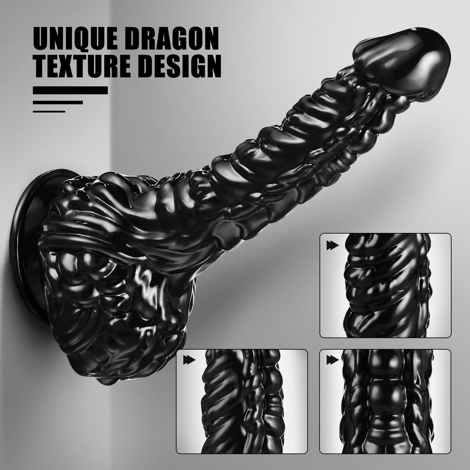 9 Inch Black Unique Dragon Dildo