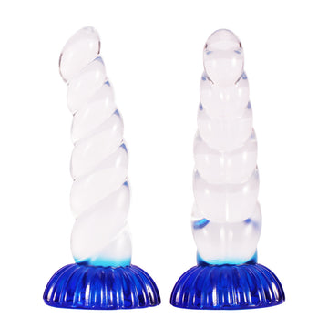 8 Inch Clear Ribbed Unicorn Dildo