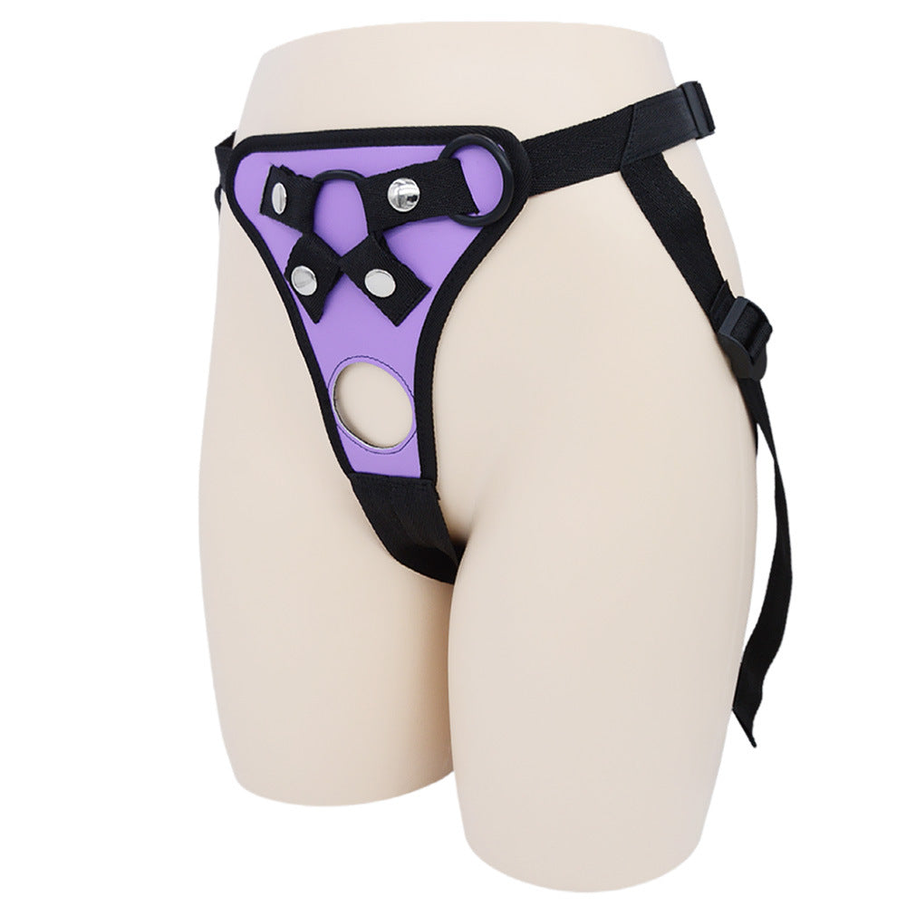 Purple Open Crotch Adjustabl Strap On Harness