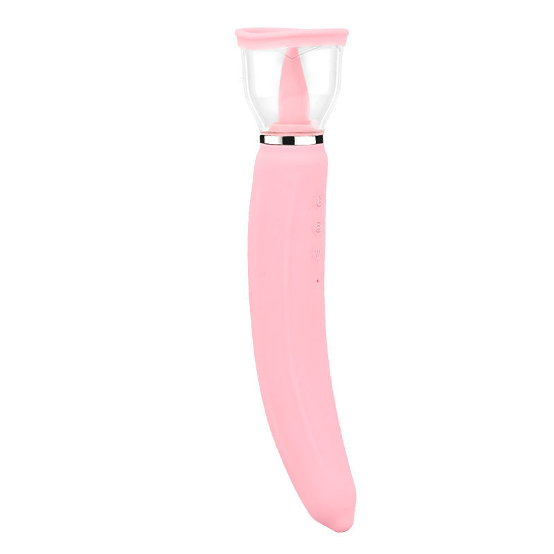 Banana Shaped Licking Sucking 2-in-1 Vibrator
