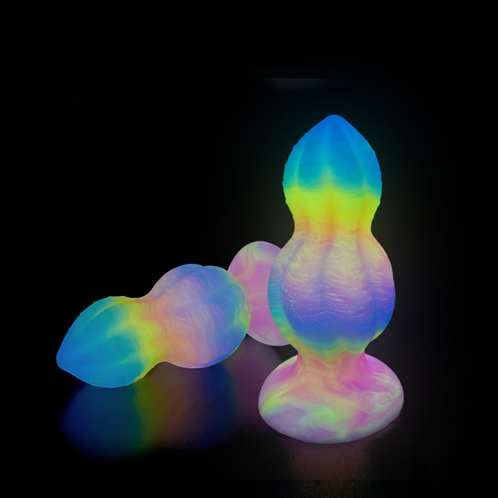 Glow in the Dark Rainbow Dildo Silicone Butt Plug