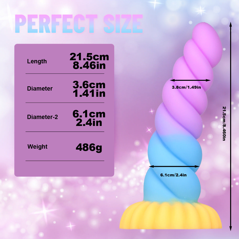 8 Inch Colorful Threaded Unicorn Dildo