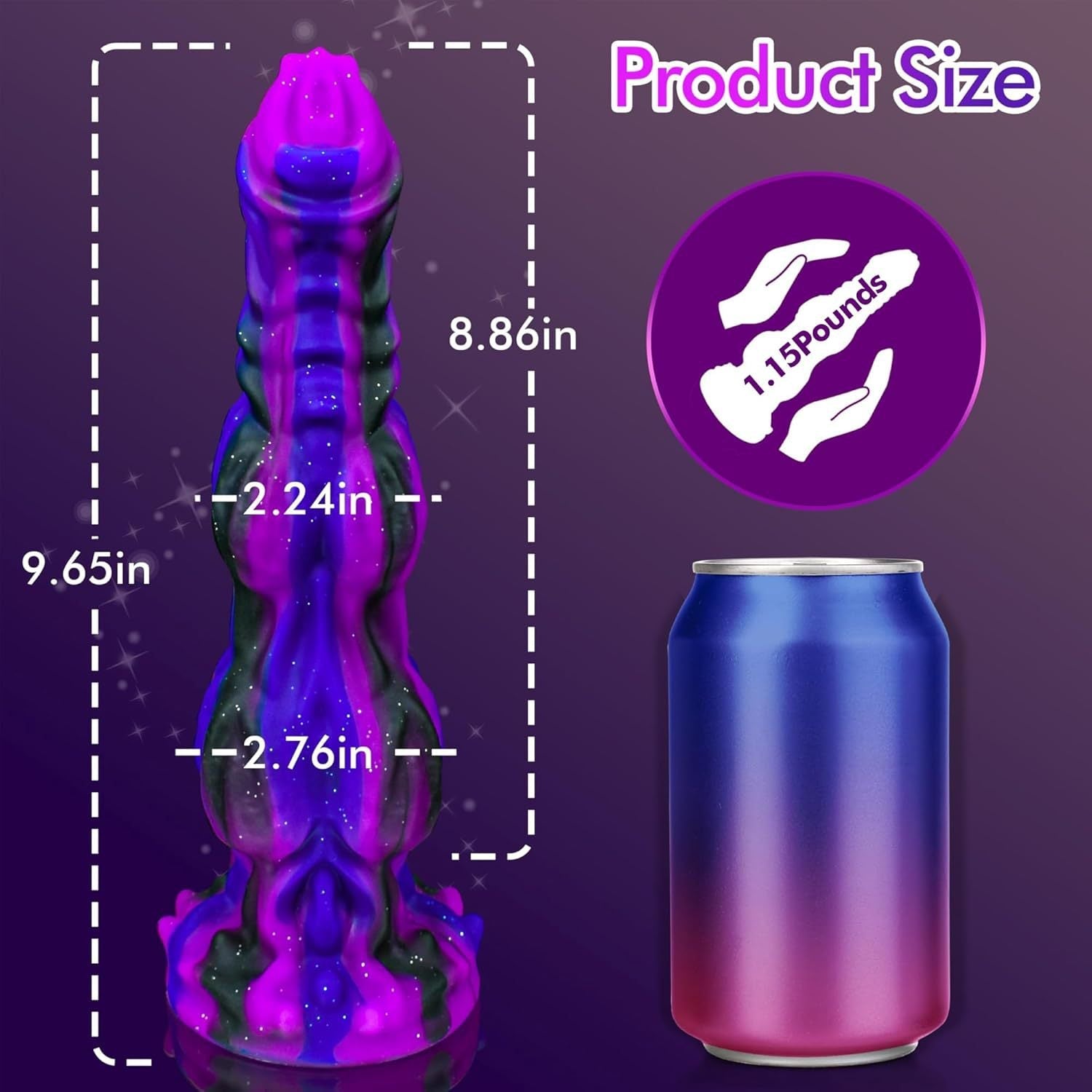 9 Inch Flash Fantasy Purple Monster Dildo