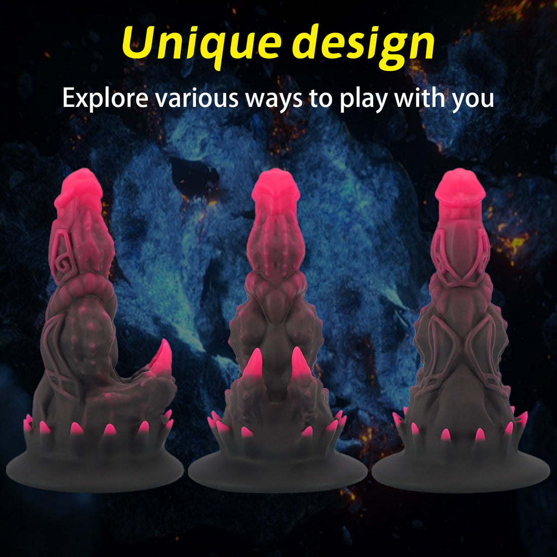 Black Red Fantasy Spiked Monster Dildo