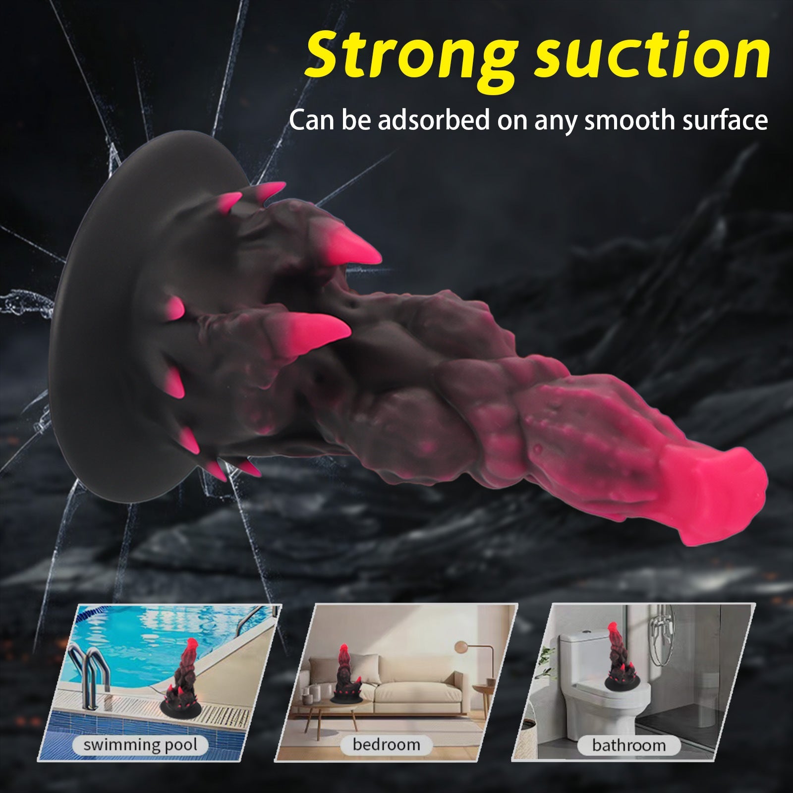 Black Red Fantasy Spiked Monster Dildo