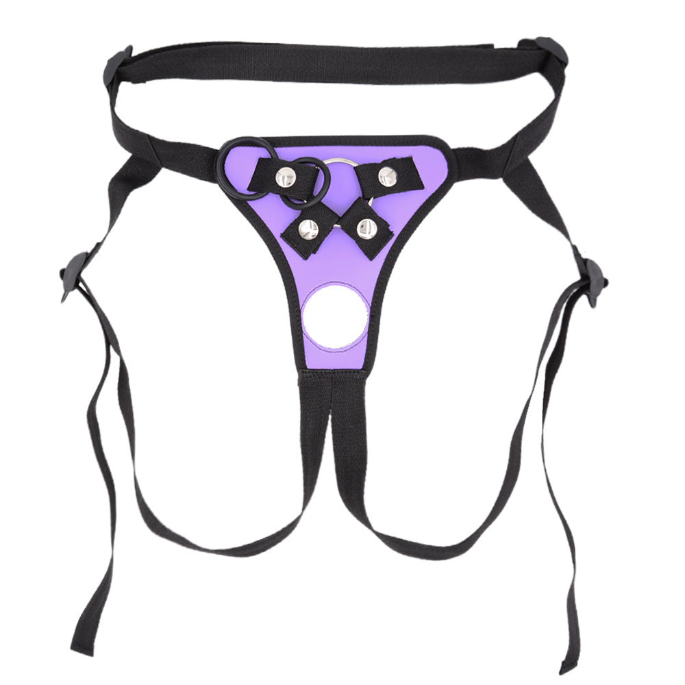 Purple Open Crotch Adjustabl Strap On Harness