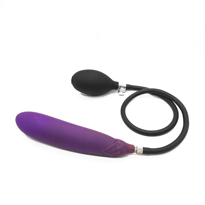 Eggplant Inflatable Dildo Pump up Anal Plug