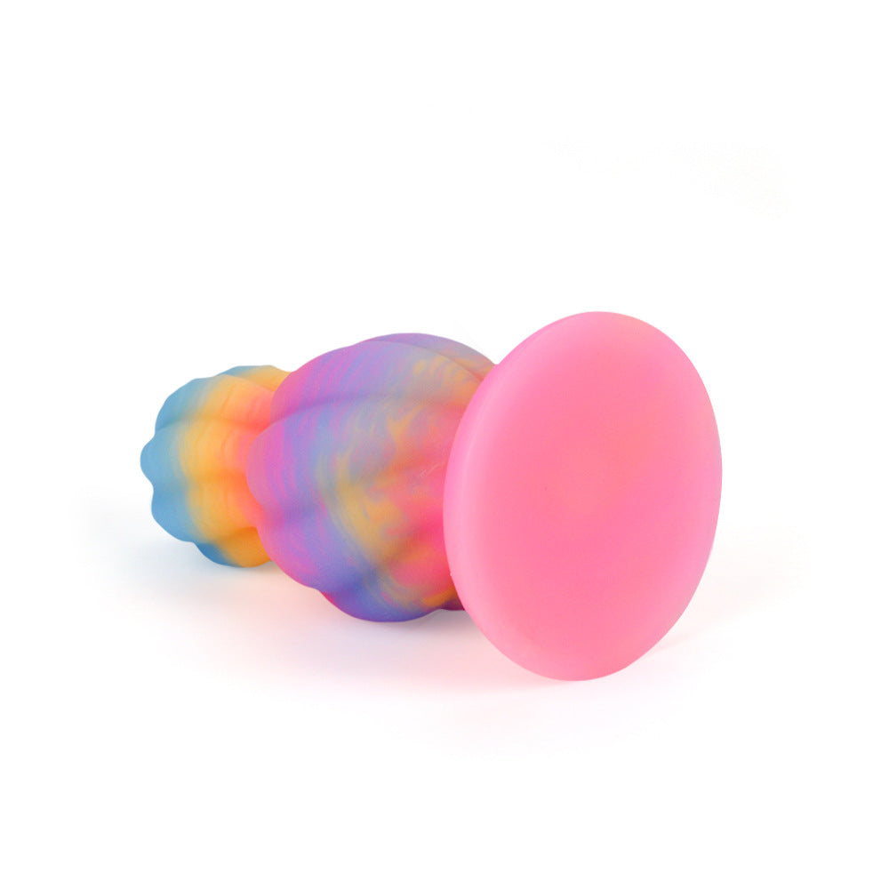 Glow in the Dark Rainbow Dildo Silicone Butt Plug