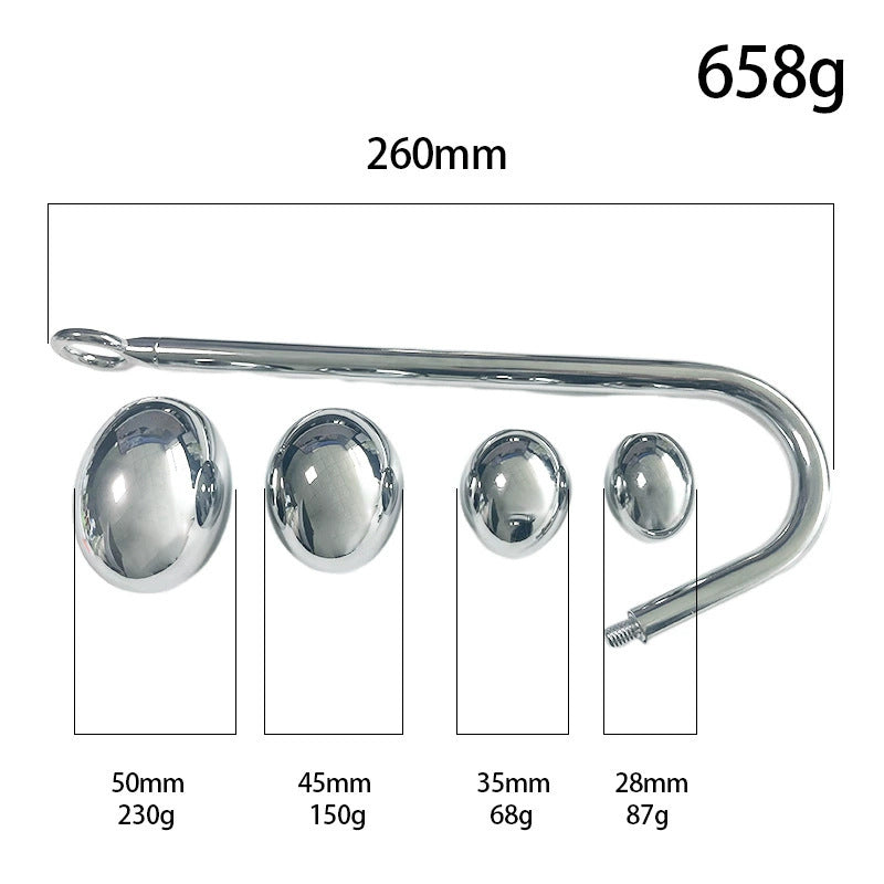 Large Detachable Stainless Steel Anal Hook 4 Balls