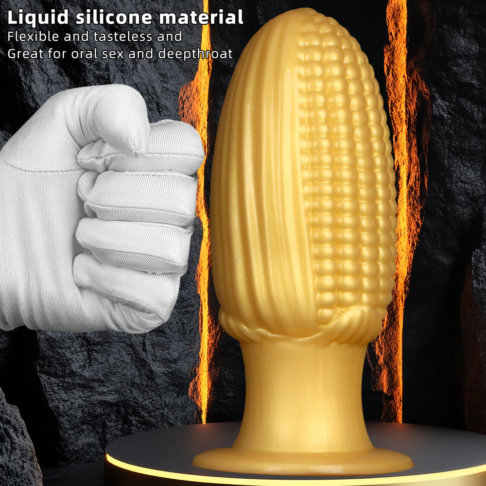 Gold Large Silicone Corn Butt Plug Dildo